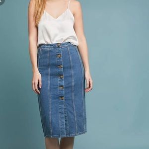 Anthropologie denim button pencil skirt 10